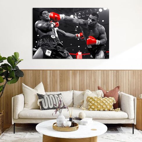 Mike Tyson'S Poster Boxing Epic Fights Vs Trevor Berbick Poster Vintage Canvas Wall Art for Bedroom Wall Decor Boxing Competition Framed 12x16inch in Saudi Arabia