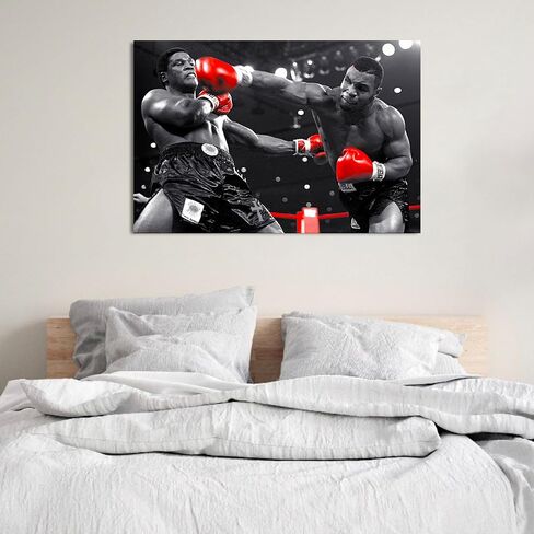 Mike Tyson'S Poster Boxing Epic Fights Vs Trevor Berbick Poster Vintage Canvas Wall Art for Bedroom Wall Decor Boxing Competition Framed 12x16inch in Saudi Arabia