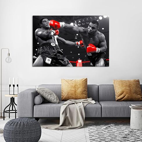 Mike Tyson'S Poster Boxing Epic Fights Vs Trevor Berbick Poster Vintage Canvas Wall Art for Bedroom Wall Decor Boxing Competition Framed 12x16inch in Saudi Arabia