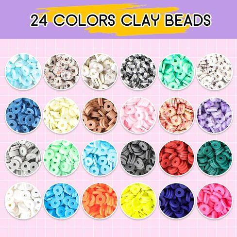 FEHCBIO Clay Beads Set Bracelet Making, 8452pcs Polymer Clay Beads Flat Heishi Friendship Bracelet kit,with Color Letter Smile Beads and Pearl for Jewelry Making DIY Creative Gift for girl and adult in Saudi Arabia
