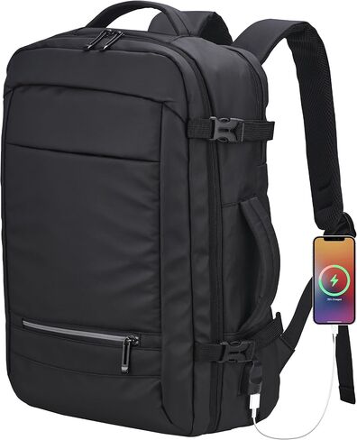 17inch Laptop Backpack with Anti-Theft Pocket, Flight Approved Travel Backpack, Light Reflective Casual Daypack with USB Port, Waterproof Luggage Backpack for Men&Women in Saudi Arabia