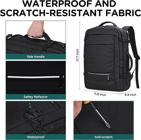 17inch Laptop Backpack with Anti-Theft Pocket, Flight Approved Travel Backpack, Light Reflective Casual Daypack with USB Port, Waterproof Luggage Backpack for Men&Women in Saudi Arabia