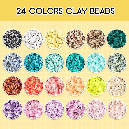 FEHCBIO Clay Beads Set Bracelet Making, 8452pcs Polymer Clay Beads Flat Heishi Friendship Bracelet kit,with Color Letter Smile Beads and Pearl for Jewelry Making DIY Creative Gift for girl and adult in Saudi Arabia