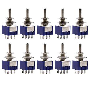 URBEST® 10Pcs AC 125V 6A ON-Off-ON 3 Position 6 Pin DPDT Mini Toggle Switch