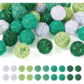 Fashewelry 30pcs Rhinestone Bubblegum Beads 20mm Sport Theme Disco Ball Beads Resin Round Gumball Beads for Beadable Pen Lanyards Keychain Bag Chain Jewelry Making