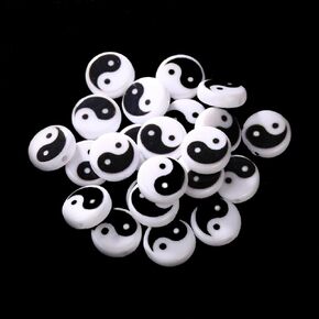 200pcs 7mm Tai Chi Yin Yang Glow in The Dark Beads for Jewelry Making, Luminous Acrylic Beads for DIY Bracelet Necklace Craft Making Supplies (Luminous)