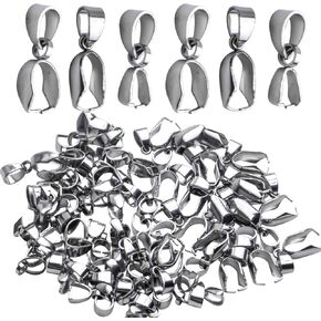 Pendant Clip Clasp,60pcs 3 Sizes Pinch Clip Bail Clasp Stainless Steel Pendant Clasp for Jewelry Making Crafts DIY,15mm/16mm/18mm