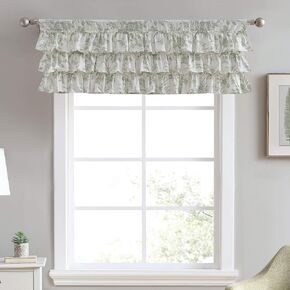Laura Ashley Home - Cotton Pole Top Valance, Stylish & Lightweight Window Treatment for Home Decor (Natalie Sage, 50" x 18")