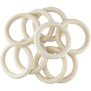 9 Pcs 2.76inch/70mm Natural Unfinished Wood Rings, for DIY Crafts, Macrame, and Jewelry Making
