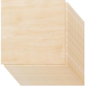 20 Pack Basswood Sheets for Crafts - 12 x 12 x 1/16 Inch - Wood Sheets Plywood Sheets with Smooth Surfaces - Crafts Wood Perfect for Architectural Models Laser Cutting Sawing