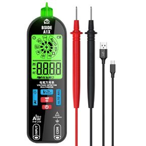 JASLEEN A1X Smart Digital Multimeter Tester Rechargeable Electrical Voltmeter, Measures Capacitance Diode Continuity Resistance V-Alert Live Check AC DC Voltage