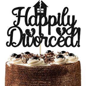 First Holy Communion Happily Divorced Cake Topper, Just Divorced Cake Decorations, Finally Done, Single AF, Divorce Party Decorations Black Glitter
