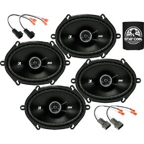 KICKER Speakers 6X8 inch for Ford F-250/F-350/F-450/F-550 1999-2004 Upgrade Kit - 4 Pack of DS Series with Harness, Coaxial Car Audio Front and Rear Door Speaker DSC680, 43DSC6804