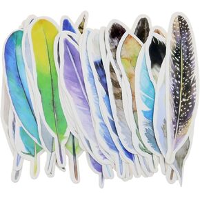 2 Boxes/60PCS Color Feather Paper Reading Bookmark, Feather Shape Bookmark Stationery Supplies, Feather Bookmark