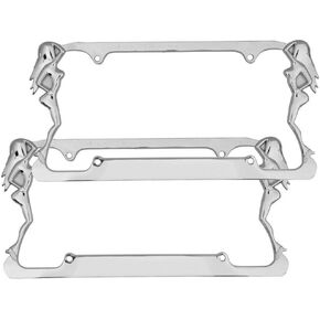 BDK Heavy Duty Rust-Proof Stainless Steel Metal Chrome Exotic Sexy Lucky Ladies Girls License Plate Frame Universal Fit for Car Truck SUV