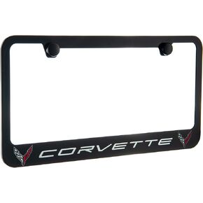 Corvette C8 2 Logo Black License Plate Frame