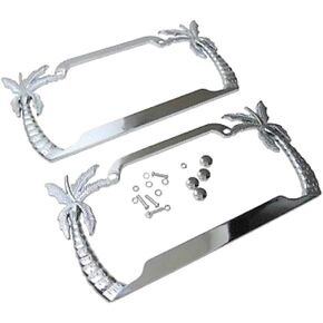 Tropical Palm Tree Chrome Polished License Plate Frame (2 Frames) by SuperB