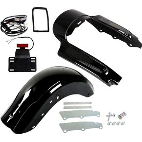 labwork Black Motorcycle Rear Mudguard System Lights CVO Style Replacement for Touring Electra Glide Road Glide Road King Street Glide 2009-2013