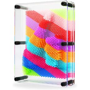 RLINGX 3D Pin Art Toy, Large Size 6" X 8"Unique 3D Pin Art Board for Kids & Adults (Rainbow, Plastic)