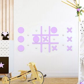 Magnetic Tic Tac Toe Game Room Wall Decor, Modern Home Wall Art for Farmhouse Living Room Bedroom Office Decorations, Playroom Hallway Nursery Kids Room Decor Wall Stickers (16'×16' no Punching)