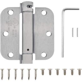 Nuk3y Heavy Duty, UL Rated 3 1/2" x 3 1/2" Spring Hinge 5/8" Radius (1 Pack, Polished Brass)