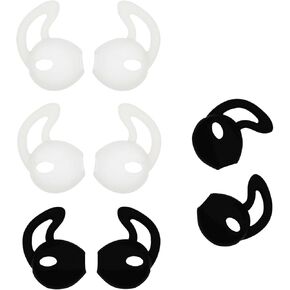 ALXCD Ear Gel for iPhone Earpods, Ear Buds Tips, 4 Pair Anti-Slip Soft Silicone Replacement Earbud Tips for Earphone of iPhone7 SE 6s iPhone 6s Plus 5s [Sport](Black/White)