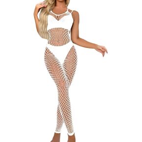 ملابس داخلية نسائية بيضاء من شبكة صيد السمك، جوارب للجسم مثيرة من شبكة صيد السمك، بدلة بيبي دول شبكية من قطعة واحدة مع جوارب، ملابس داخلية بذلة ملابس نوم in Kuwait