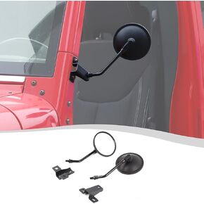 A-Pillar Grab Handle Rear View Mirrors Fit for 2007-2018 Jeep Wrangler JK JKU, Door Off Mirror Anti-Shake Wider View Doorless Mirror 2Pcs (Black)