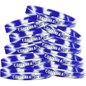 Fight Like a Girl Hybrid Silicone Wristband Bracelet (10 Pack)