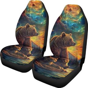 Sunflower Cow Pattern Car Seat Cover Set of 2 Butterfly Auto Universal Interior Protector, Anti-Slip Washable Front Seat Cushion Automative Decorative, All Seasons Use
