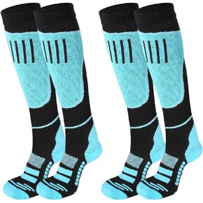 JBM زوجان من جوارب التزلج على الجليد للنساء للتزلج على الجليد، جوارب حرارية شتوية دافئة، فوق ربلة الساق مانعة للانزلاق in Kuwait