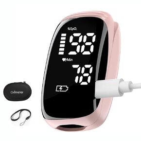 Pulse Oximeter, Blood Oximeter, Fingertip Pulse Oximeter, Rechargeable Pulse Oximeter, Accurate Rapid Blood Oximeter SpO2 Readings Outdoor Sports Home Use (Pink)