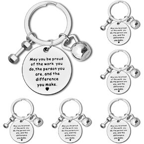 6Pcs Fitness Gym Charm Keychain Fitness Instructor Gift Appreciation Gifts for Fitness Coach Workout Coach Fitness Trainer Gift Inspirational Personal Trainer Bodybuilder Coworker Gym Workout Gift