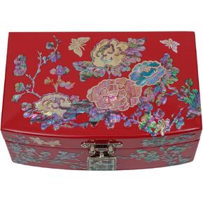 February Mountain Handcrafted Mother of Pearl Blue Jewelry Box with Removable Ring Tray - Korean Artistry Keepsake Box - Ideal Birthday and Christmas Gift for Women