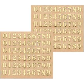 MECCANIXITY 2 Sheets Number Resin Stickers 3D Small 1 to 9 Gold Mini Number Sticker Metallic Sparkle Alloy for Resin Nail Scrapbooking 3mm