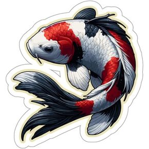 Koi Fish Sticker Souvenir Vintage Decal Vinyl Small Waterproof for Water Bottle Mug Passport Book Scrapbook Notebook Laptop Tumbler Skateboard Computer Phone Size 4" Funny Gift