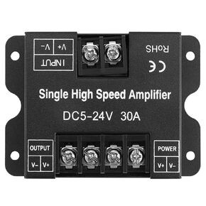 LED RGB Signal Amplifier Controller, DC5-24V 30A Single High Speed Color LED Signal Amplifier Data Repeater for Light Strip (3.3 x 2.4 x 0.8 inch)