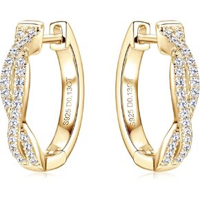 Infinity Moissanite Hoop Earrings for Women, D Color Lab Create Diamond Sterling Silver Platinum Plated Twisted Earrings for Wedding Birthday Holiday Jewelry Gifts