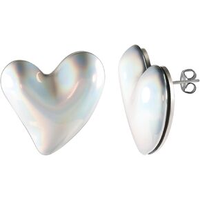 Laser Puffy Heart Shape Laser Stud Earrings for Women, Designer Women’s Jewelry Puffed Love Heart Earrings Party Holiday Gift Trendy
