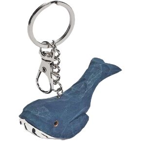 Handcrafted Wooden Keychain - Exquisite Key Chain for Car Key Ring, Handbag, and Tote Bag Pendant (Blue Whale)