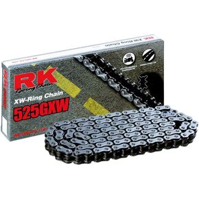 RK Racing Chain 525GXW-118 (525 Series) Steel 118 Link High Performance Street and Off-Road XW-Ring Chain with Connecting Link
