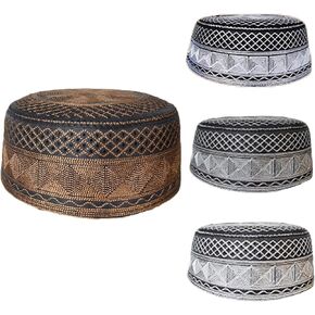 4pcs Embroidery Kufi Caps for Men Muslim Prayer Hats Solid Summer Islamic Praying Beanie Skull Caps Kofia Topi Hats