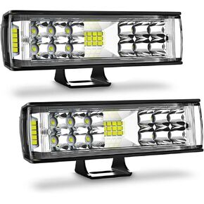 AutoFeel Led Light Bar, 7 inch Led Pods Light with 5500LM 6500K White Lighting, 2Pcs 60W Flood Spot Fog Beam Combo for Off Road Driving/Night Driving, Compatible with Truck ATV Boat SUV Motorbike