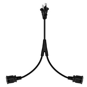 Nema 1-15P to Dual Nema 1-15R Splitter Cable Polarized,US AC 2-Prong Male and Female Power Cable SPT2 18AWG 10A/125V (Straight 5Ft/1.6M)
