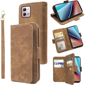 Furiet Compatible with Motorola Moto G Stylus 4G 2023 Wallet Case and Wrist Strap, 9+ Card Slots Flip Purse, PU Leather Stand Card Holder Phone Cover for GStylus XT2317-1 XT2317-2 Women Men Green