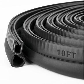 Car Door Rubber Seal Strip, 10 Feet Trim Seal Vertical Bulb Fits 1/16" Edge, Automotive Weather Stripping for Cars, Boats, RVs, Trucks, and Home Applications