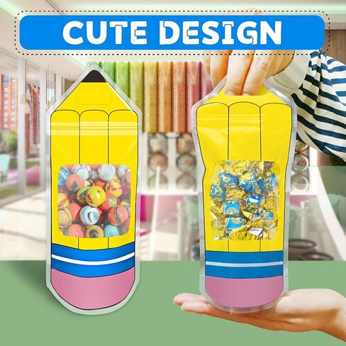 Kidum 50 Pcs Back to School Candy Treat Bags Plastic Goodie Bag Teacher Gift Bags Candy Boxes Party Favors Welcome Back to School Treat Boxes for Thanks Teacher School Classroom Decorations (50) in Saudi Arabia