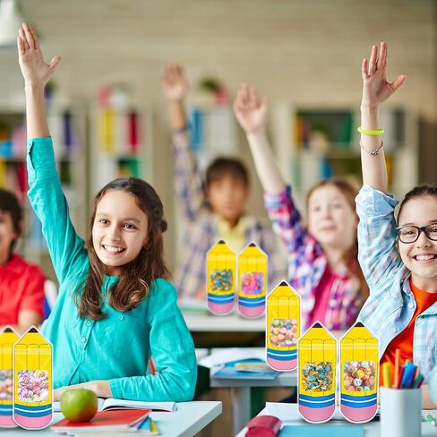 Kidum 50 Pcs Back to School Candy Treat Bags Plastic Goodie Bag Teacher Gift Bags Candy Boxes Party Favors Welcome Back to School Treat Boxes for Thanks Teacher School Classroom Decorations (50) in Saudi Arabia