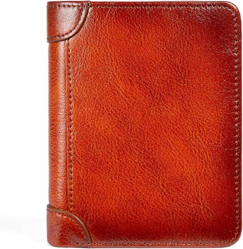 Men's Real Leather RFID Blocking Bifold Wallet Stylish Anti Theft Security With ID Window (Camel-02) in Saudi Arabia