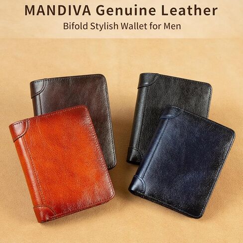 Men's Real Leather RFID Blocking Bifold Wallet Stylish Anti Theft Security With ID Window (Camel-02) in Saudi Arabia